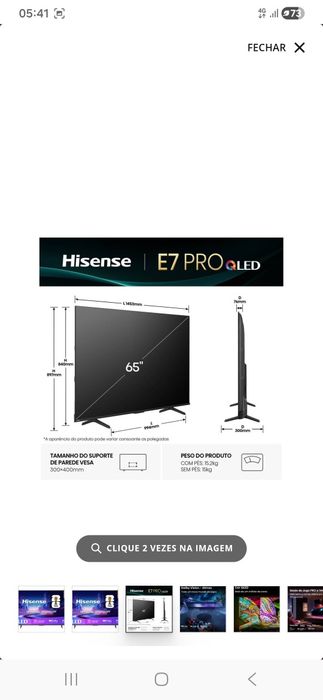 Smart TV QLed Hisense de 65 polegadas 144Hz