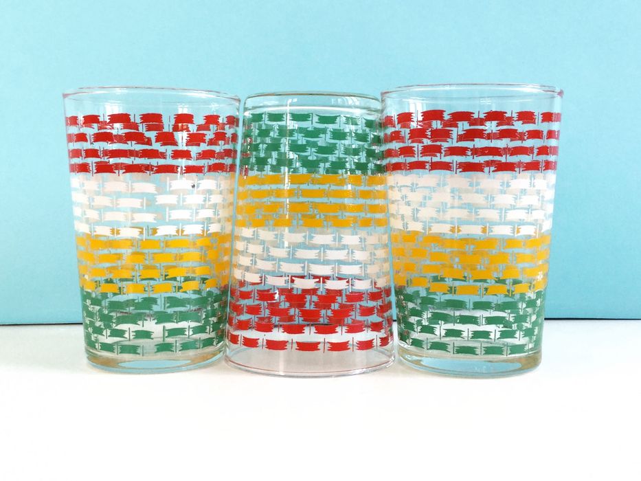 Conjunto de 3 Copos coloridos | Anos 60 | Vintage