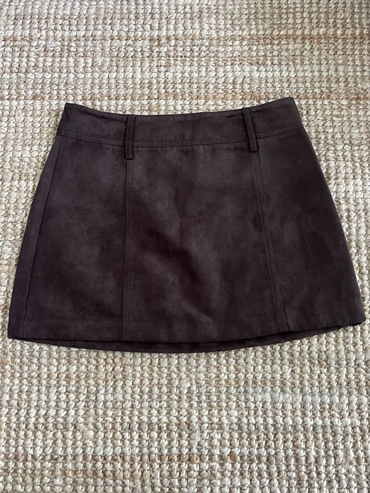 Brązowa spódniczka mini z imitacji zamszu H&M