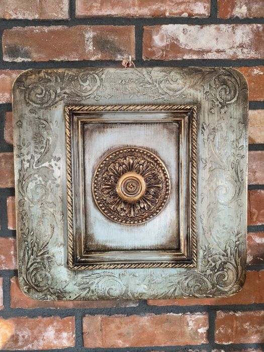 Obraz na drewnianej desce, panel ozdobny z 100 letnią ramą