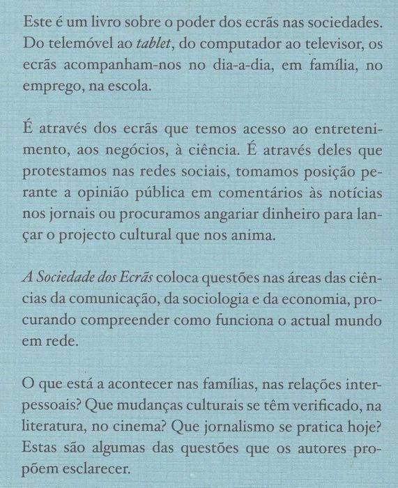 Livro A Sociedade dos Ecrãs de Gustavo Cardoso [Portes Grátis]