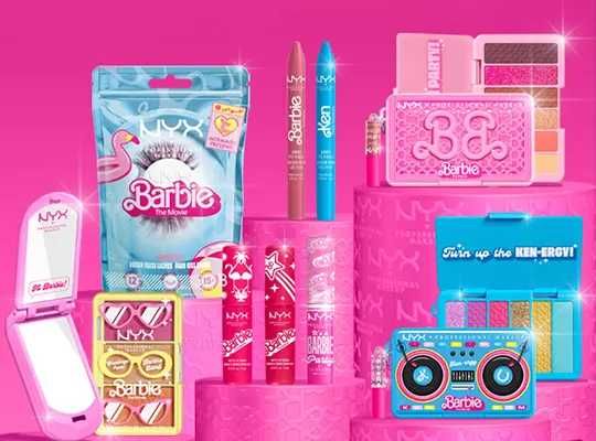 zestaw 3x mini paletki z filmu barbie nyx dla fanów barbie nowe