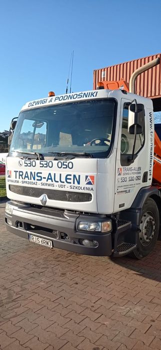 Renault Premium + Żuraw HDS FASSI F170A.22 Laweta Pojazd specjalny Pomoc Drogowa Platforma Najazd Hydrauliczny Auto-Laweta Do Transportu Maszyn Budowlanych do 11t oraz kontenerów morskich 20DV/20HC - Autolaweta Rampa hydarulicznie rozkładana + mocna hydra