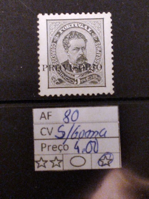 1892/93 Selo De D° Luiz I Sobrecargas Provisório MLH * Sem Goma