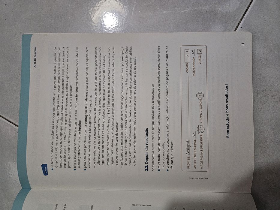 Livro de preparação para a prova final 9°ano