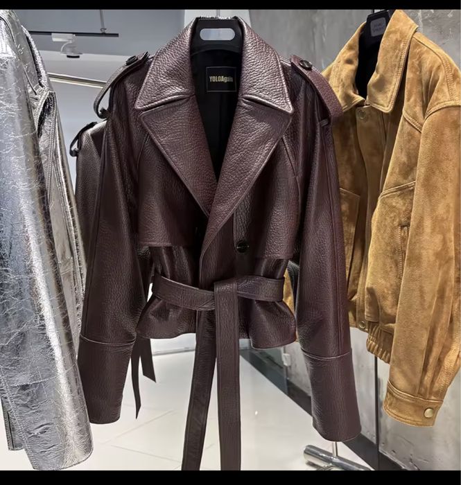 Kontantto kurtka skora naturalna bordo nowosc xs-3xl