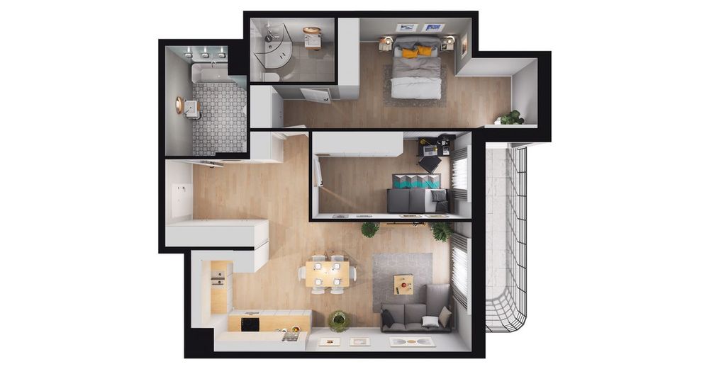 3-pokojowe mieszkanie 77 m² + balkon - Widok 3