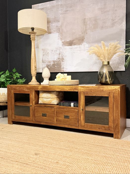 aparador, consola, armario, movel tv, acacia, arboretto, rustico