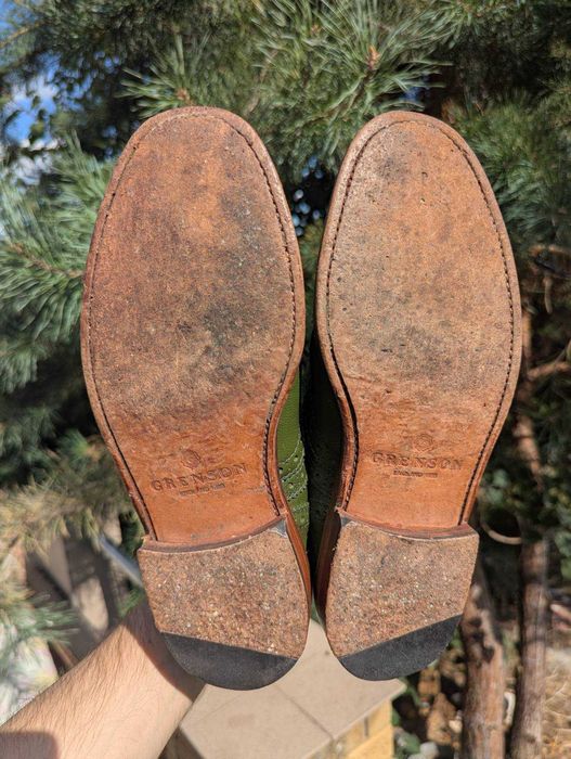 Чоловічі зелені туфлі броги Grenson England