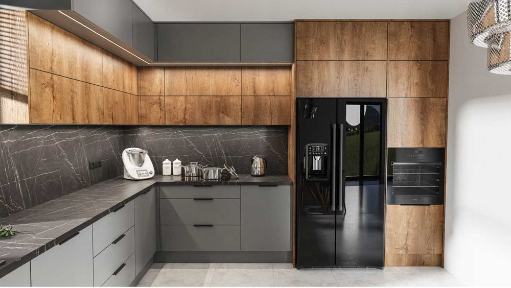 Kuchnia LOFT ANTRACYT na wymiar |Meble SKRĘCONE |Wycena GRATIS | Cichy Domyk