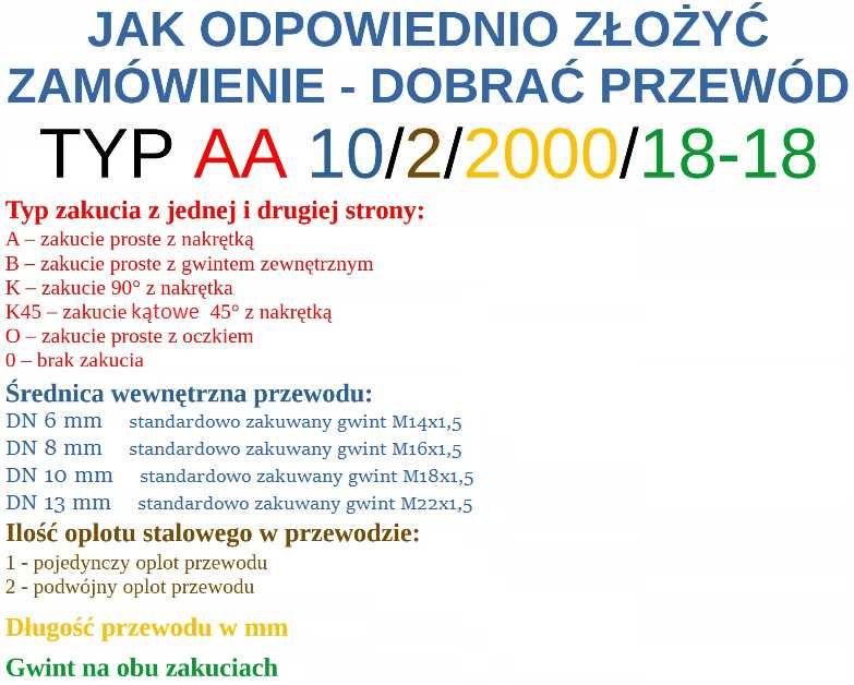 PRZEWÓD Wąż Hydrauliczny DN6 14/14 400bar KK1000 [9074]
