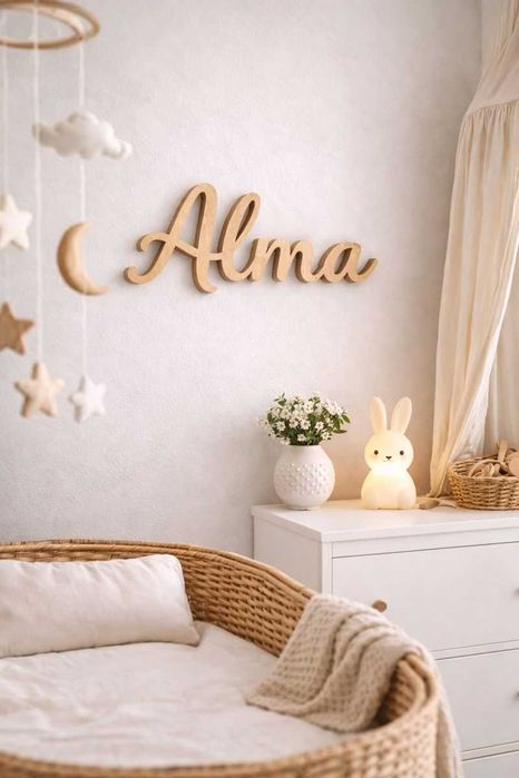 Nome em Madeira para Quarto de Bebé | Personalizado | Design Natural