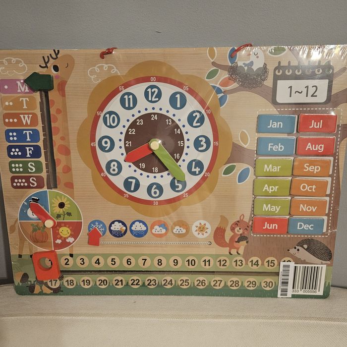 Playtive zegar magnetyczny drewniany - nowy