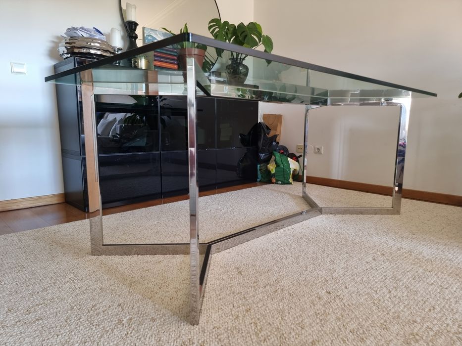 Mesa jantar vidro e inox