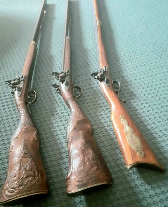 Pistola Mosquete Espingarda Madeira coleção decoração século XVIII