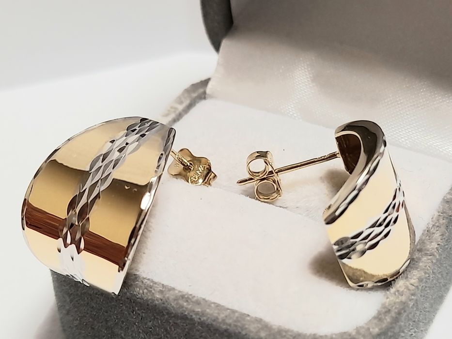 Kolczyki Złote 3D Diamentowane Zobacz Piękne zloto