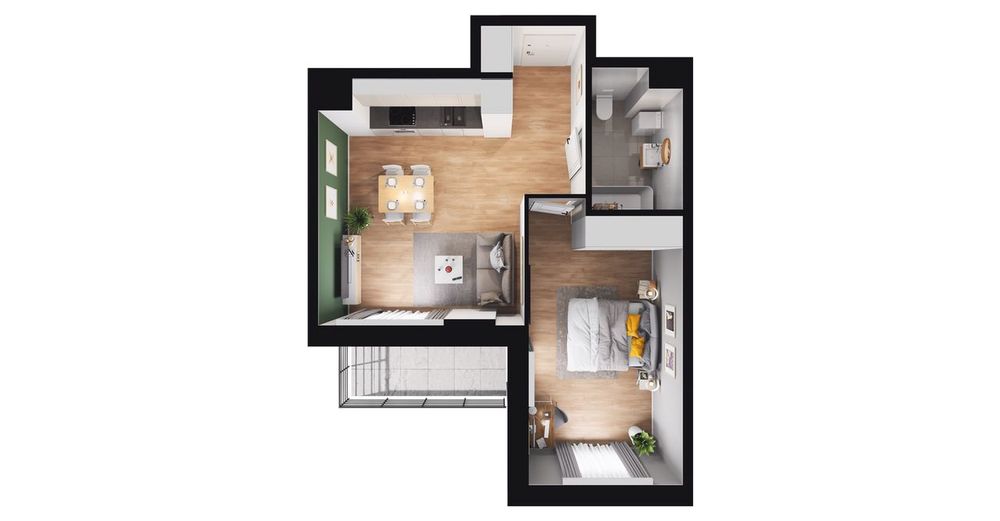 2-pokojowe mieszkanie 40 m² + loggia - Widok 2
