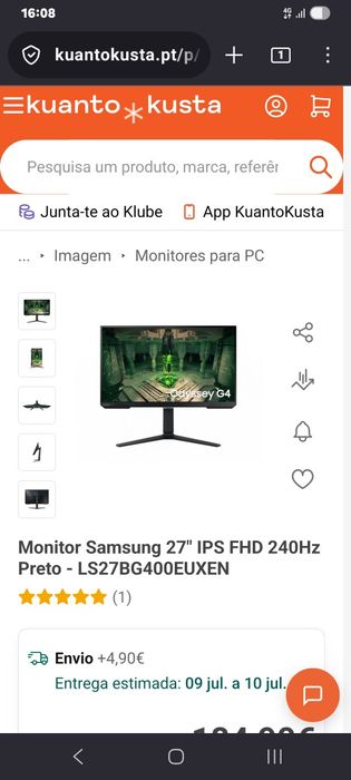 Monitor Samsung Odissey G4 27" 240Hz FHD