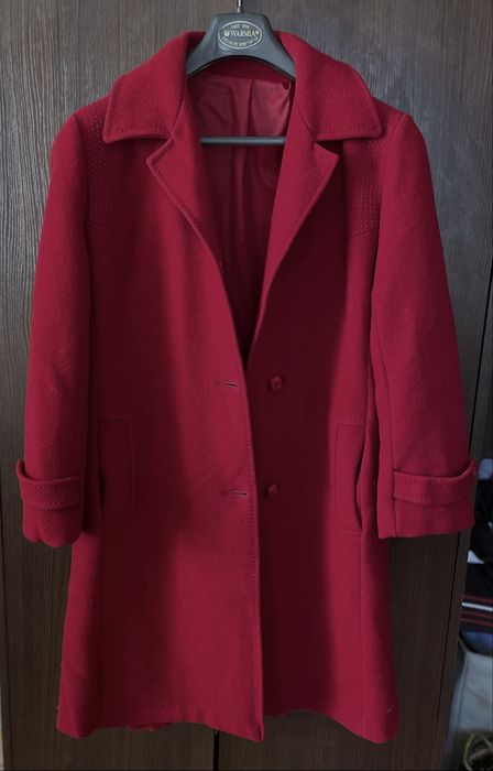 Płaszcz czerwony wełna 42 vintage