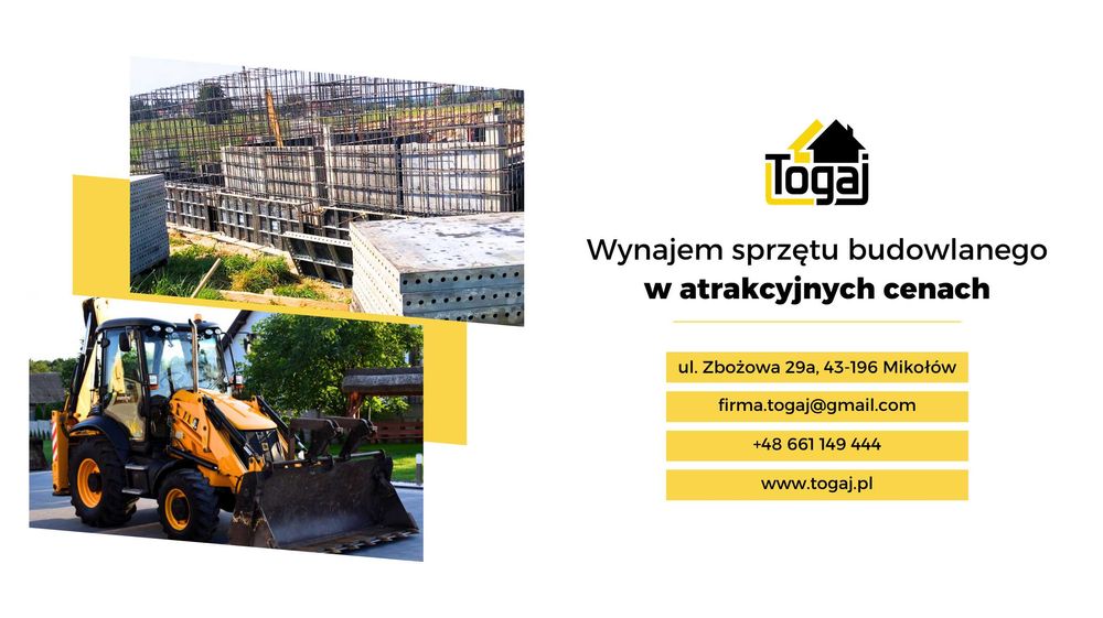 wynajem minikoparka miniładowarka bobcat zagęszczarka walec okołkowany agregat tynkarski ogrodzenie tymczasowe ażurowe wozidło szalunek do wykopów