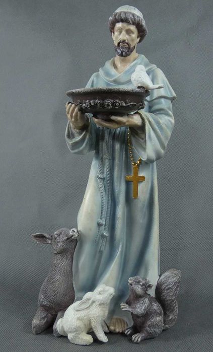 Figurka Św. Franciszek z Asyżu figura 35,5 cm kropielnica