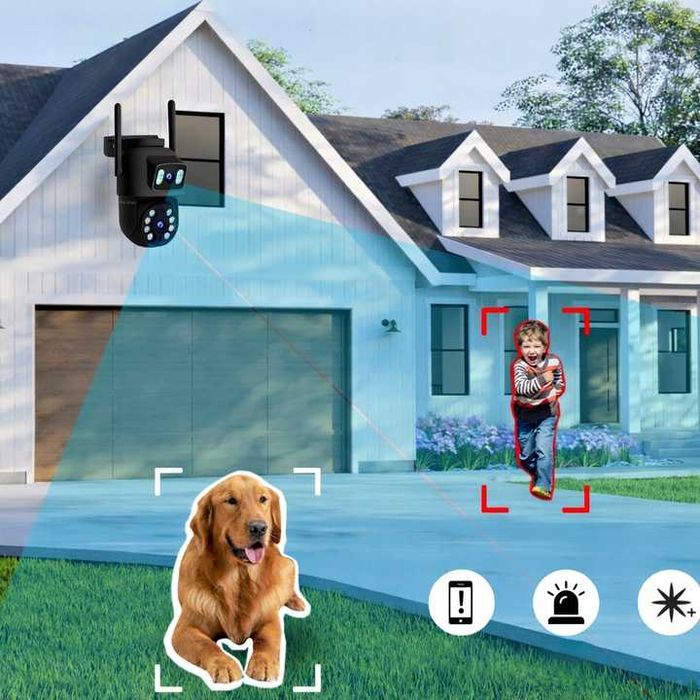 DWA Obrotowe obiektywy kamera WiFi 6MP podwójna IR HD Smart IP65 PTZ