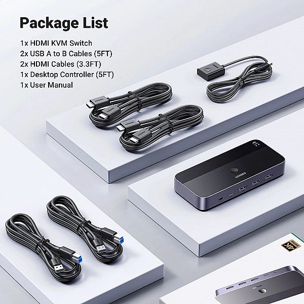 Przełącznik KVM Ugreen CM664 HDMI switch 2w1 - czarny