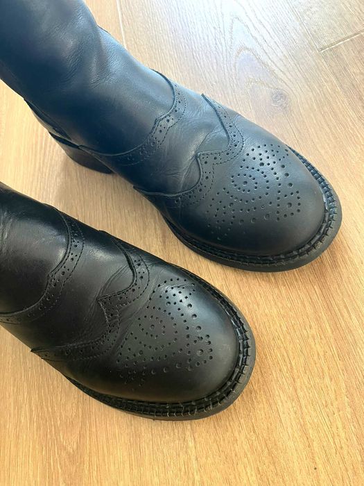 Sztyblety ZIGN golfy brogs czarne botki wsuwane 39