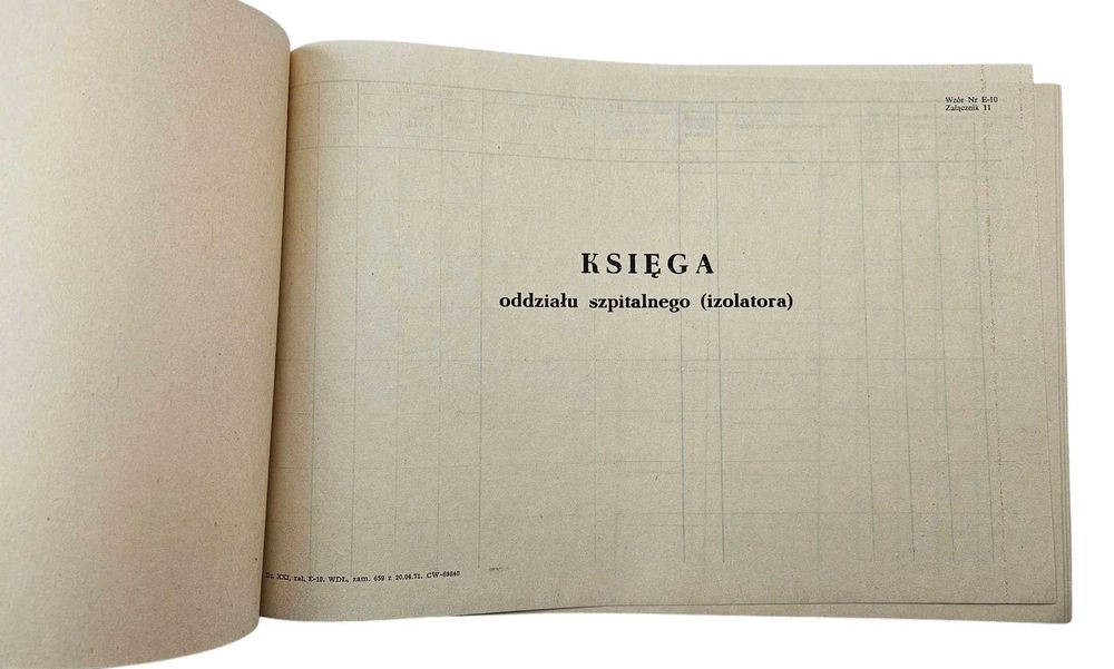 Wojskowy Druk - Księga Oddziału Szpitalnego ( izolatora )