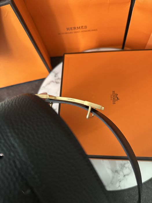 Pasek Hermes meski skora naturalna zestaw prezent