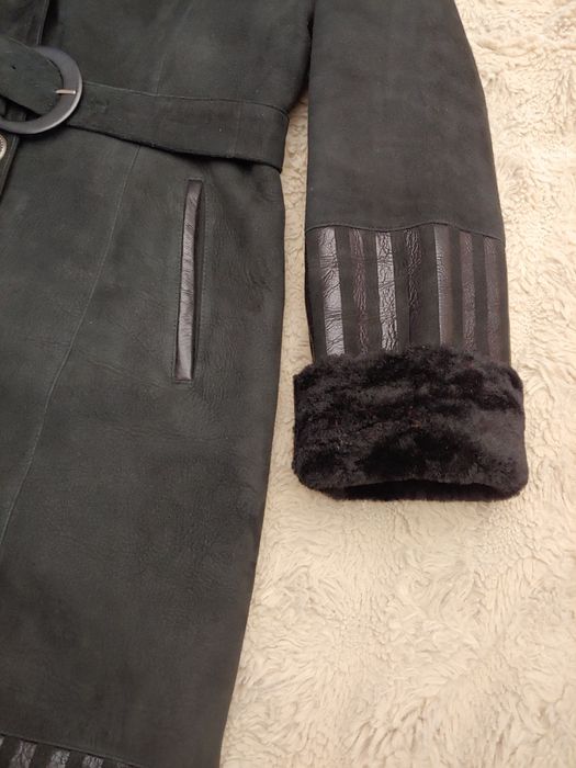 Теплюча шкіряна дублянка преміум якості з норкою