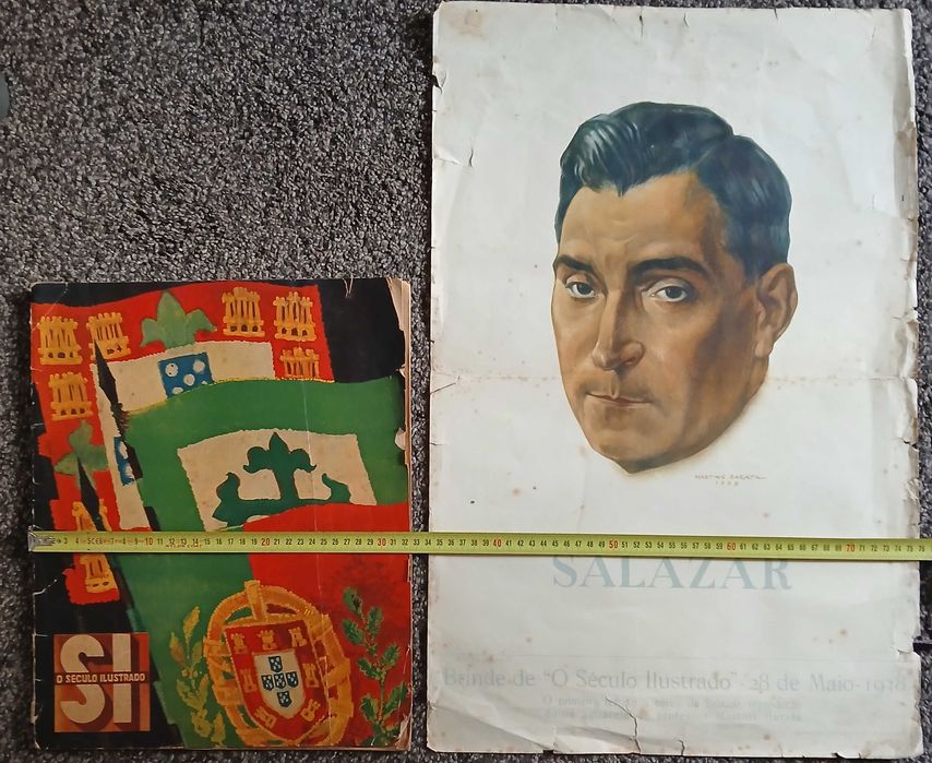 1º retrato oficial a côres de A. O. Salazar, publicado no "Século Ilustrado" 1938 e mais sobre Salazar