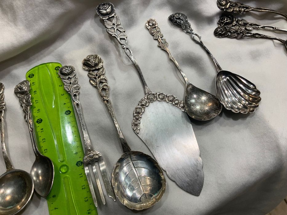 Вінтажна Срібна ложечка виделочка  Хільдесхаймська троянда серебро