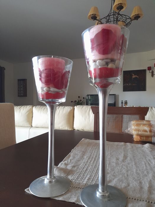 Conjunto de castiçal com decoração