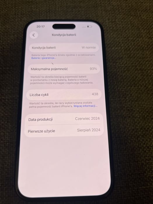 Iphone 15 128gb, 93% bateria, gwarancja