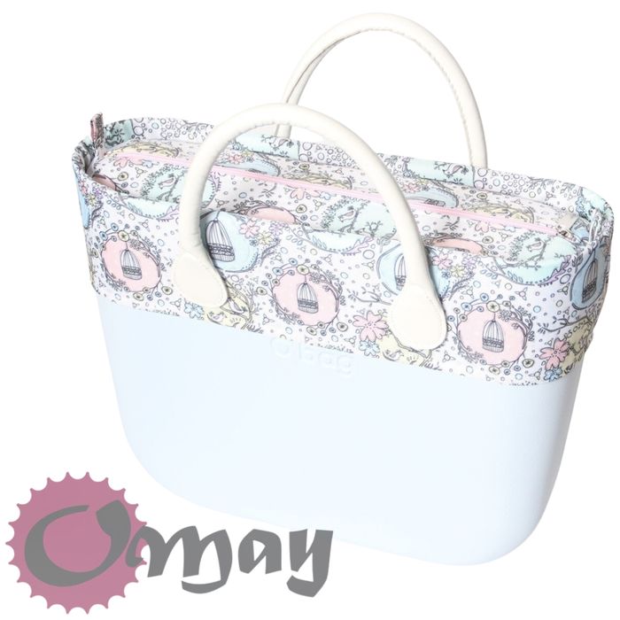 organizer OBAG MINI +OPASKA ptaszki pudrowy róż 2 kieszenie OMAY