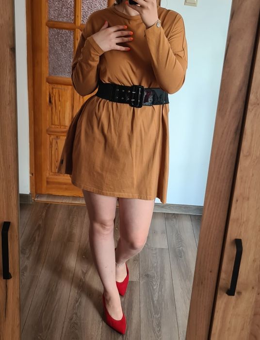 Oversize krotka sukienka tunika bawełna organiczna