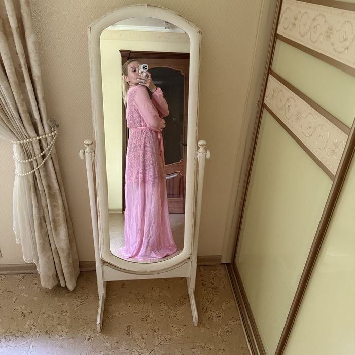 Рожевий пляжний халат накидка парео L для фотосесій бавовна