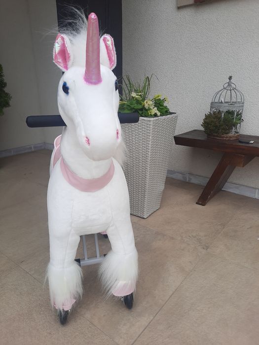 NOWY 3-6 lat Unicorn koń na kółkach konik mechaniczny