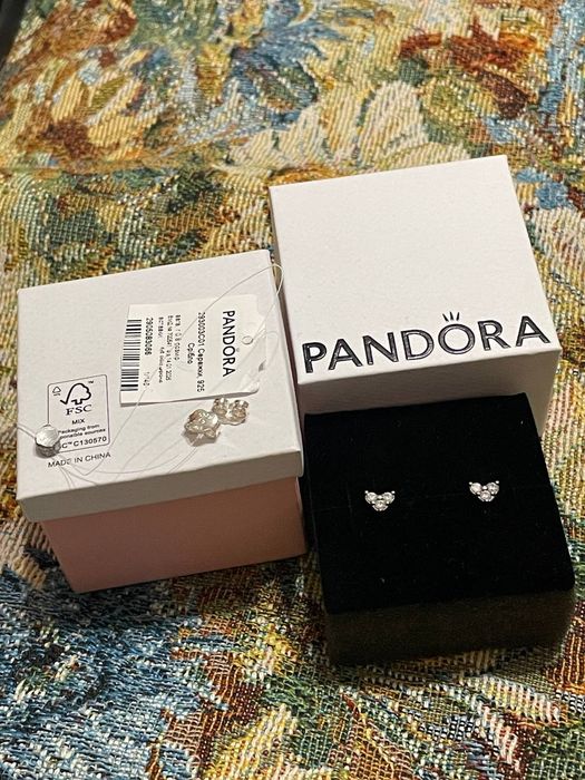 Серебряные сережки Pandora новые 925