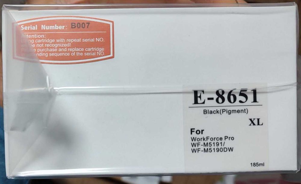 Картридж для Epson: E-8651 XL Black, 185мл, Ресурс: 10000 стр.