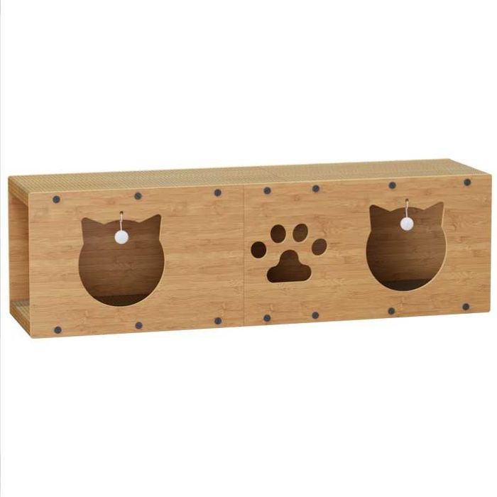 Drapak dla kota kartonowy domek budka tekturowy legowisko z piłką