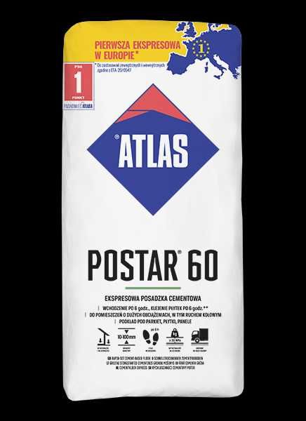 Atlas POSTAR 60 Ekspresowa Posadzka cementowa 25 kg (10-100mm) 6godzin