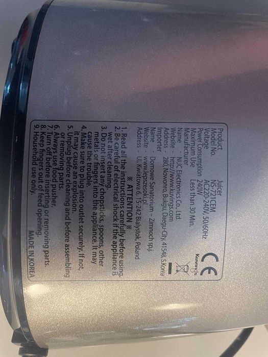 Wyciskarka wolnoobrotowa do soków KUVINGS C9500S