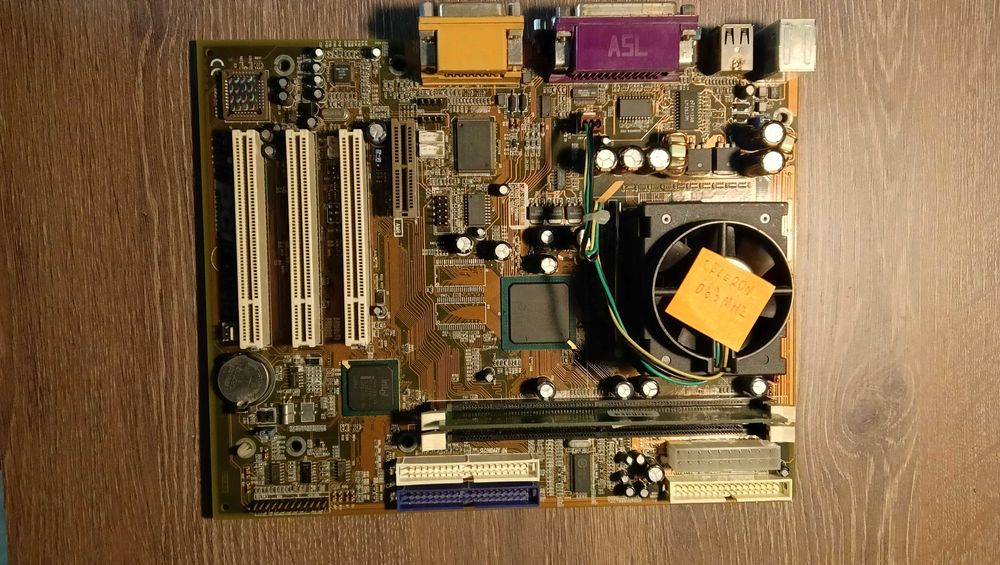 zestaw, retro płyta główna, celeron 663MHz sdram 128mb