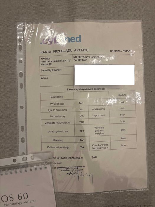 Analizator hematologiczny HORIBA ABX MICROS 60 OT