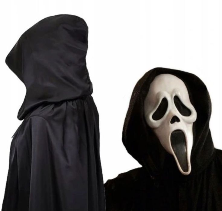 Strój Kostium HALLOWEEN MASKA Krzyk ŚMIERĆ PELERYNA Uniwersalny Rozmia