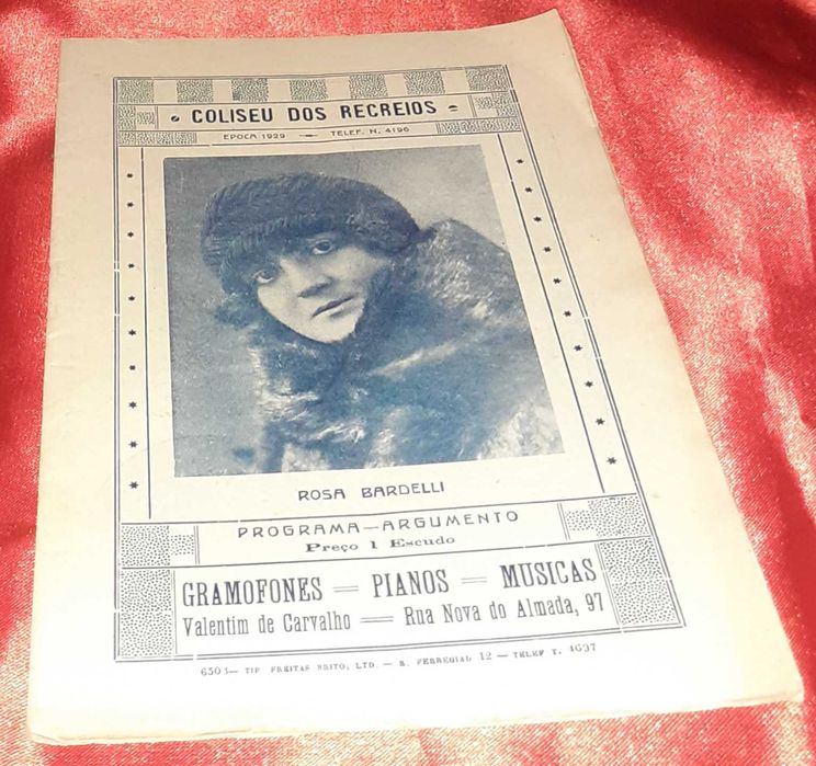 Programa Original de Espectáculo Coliseu dos Recreios 1929