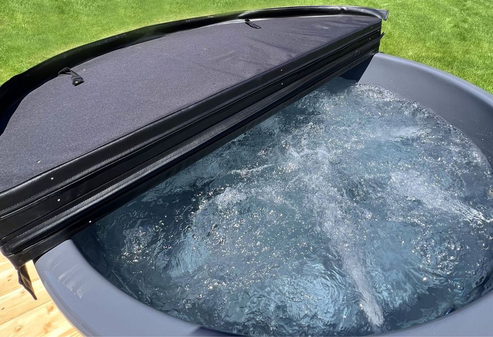 Balia ogrodowa jacuzzi bania hydromasaż Piec na. drewno LED masaż