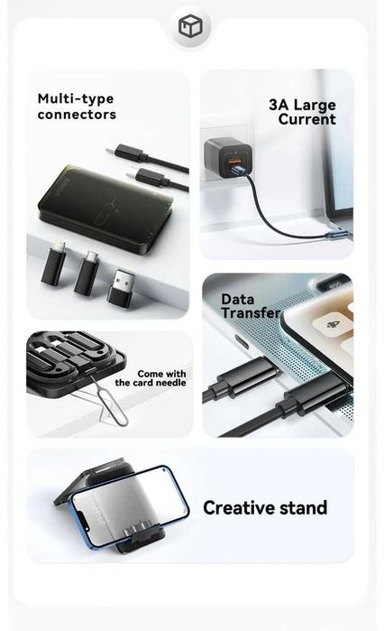 Adapter kabli USB - USB typ C / micro USB 4w1